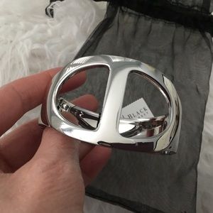 White House Black Market silver hinged bangle.